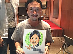 パーティーで似顔絵をお描きした男性社員