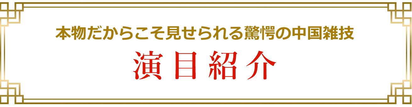 本物だからこそ見せられる驚愕の中国雑技 演目紹介