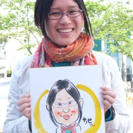 東海地方を中心に活躍している似顔絵師が描いた若い女性の似顔絵