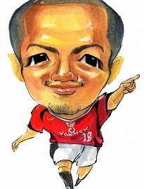 サッカー選手のイキイキとした表情を捉えた似顔絵