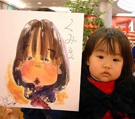 心が温まるようなデフォルメタッチで描かれた小さな女の子の似顔絵