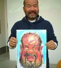 関東を中心に活躍する似顔絵師が描いたユーモアたっぷりの男性の似顔絵