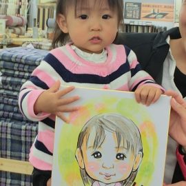 特徴を掴んで可愛らしく描かれた小さな女の子の似顔絵