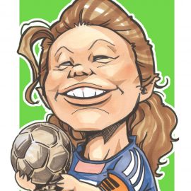 大阪拠点とする人気似顔絵師がデフォルメタッチで描いた女子サッカー選手の似顔絵