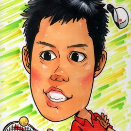 日本を代表するスポーツ選手をコミカルなデフォルメタッチで描いた似顔絵