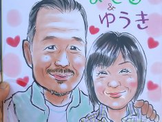 秋祭りでお描きしたご夫婦の似顔絵