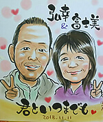 秋祭りでお描きしたご夫婦の似顔絵